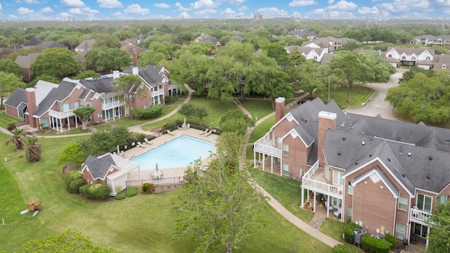 3708 Masters Ct, League City, TX 77573 - aerial perspective of suburban area with a pool