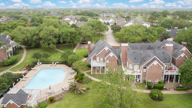 3708 Masters Ct, League City, TX 77573 - aerial perspective of suburban area with a pool