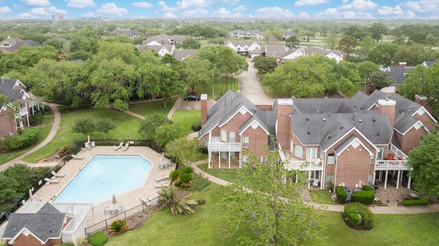 3708 Masters Ct, League City, TX 77573 - aerial view of residential area featuring a pool area