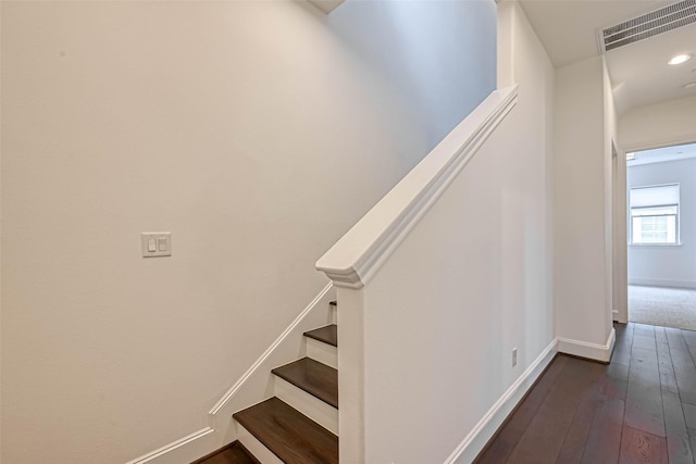 5101 Allen St, Houston, TX 77007 - stairway with wood-type flooring, baseboards, and recessed lighting