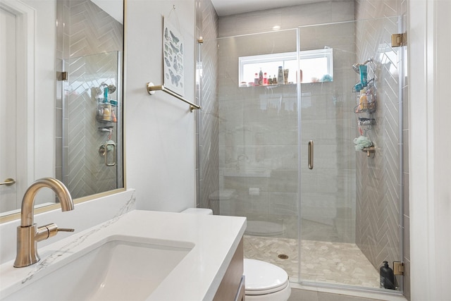 4504 Yupon St, Houston, TX 77006 - full bathroom featuring toilet, vanity, and a shower stall