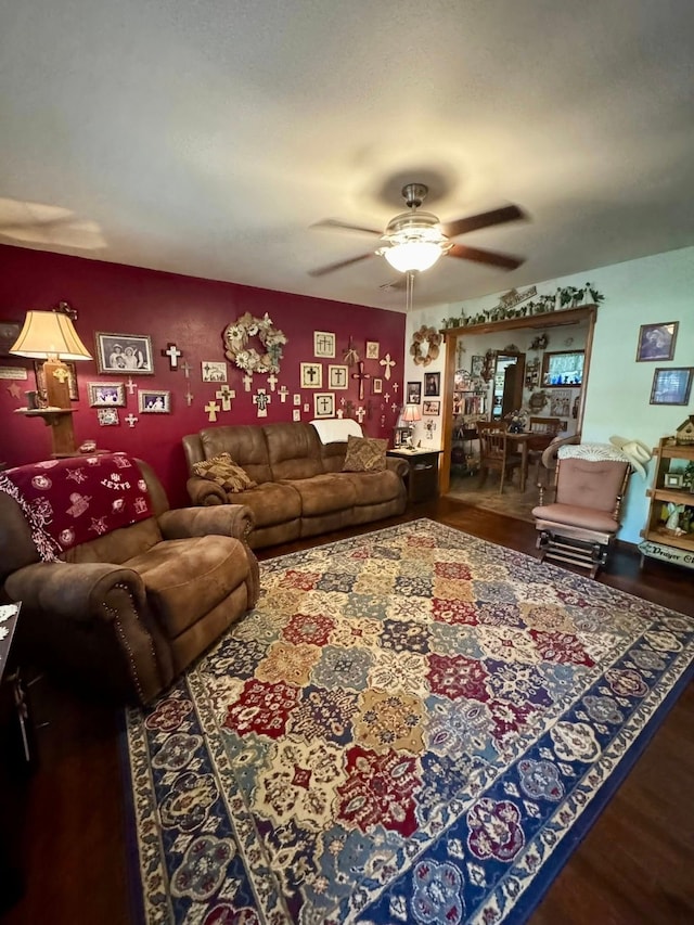 447 Fm 2540 N, Van Vleck, TX 77482 - living area featuring wood finished floors and a ceiling fan