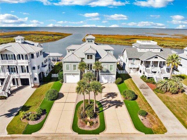 20710 E Sunset Bay Dr, Galveston, TX 77554 - birds eye view of property featuring a residential view and a water view