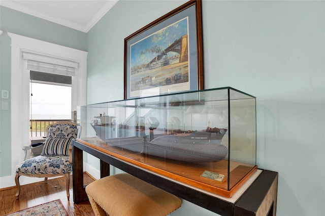 20710 E Sunset Bay Dr, Galveston, TX 77554 - interior space featuring ornamental molding and wood finished floors