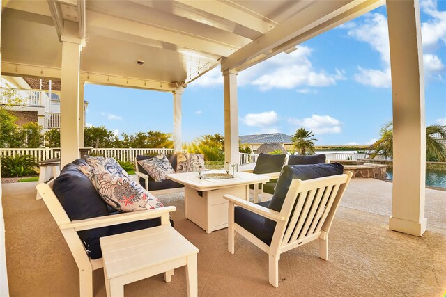 20710 E Sunset Bay Dr, Galveston, TX 77554 - view of patio with an outdoor living space