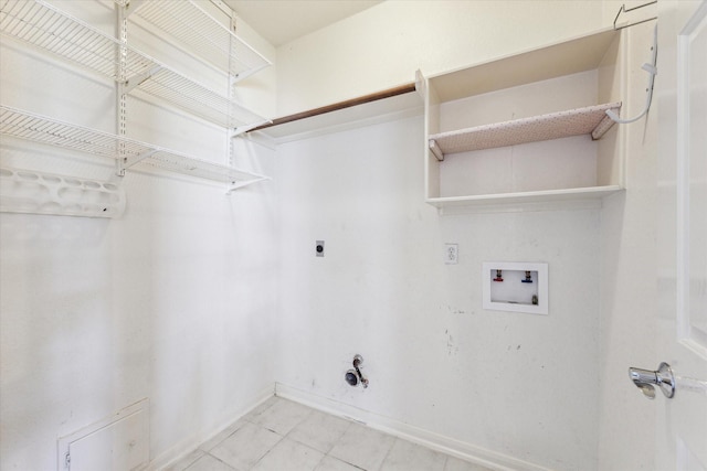 laundry room with laundry area, electric dryer hookup, gas dryer hookup, washer hookup, and baseboards