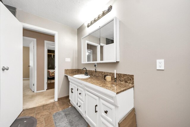 3810 Peters San Felipe Rd, Sealy, TX 77474 - bathroom with tile patterned flooring, vanity, and a textured ceiling