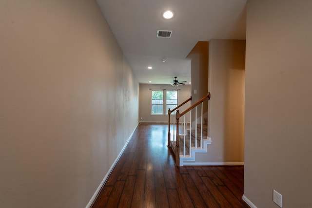17035 Wilthorne Gardens Ct, Houston, TX 77084 - hallway featuring baseboards, recessed lighting, and dark wood-type flooring