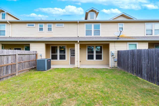 17035 Wilthorne Gardens Ct, Houston, TX 77084 - back of property featuring a patio area, a fenced backyard, a yard, and central AC unit