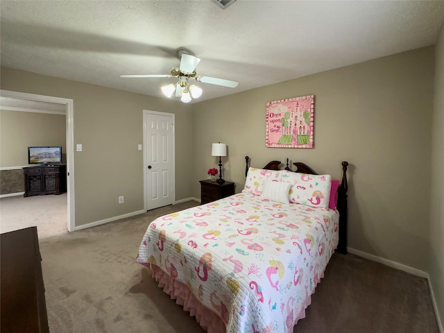 2202 Canterbury Ct, Deer Park, TX 77536 - carpeted bedroom with baseboards and a ceiling fan