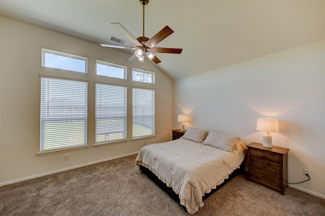 12006 Wooden Mill Ln, Santa Fe, TX 77510 - bedroom with visible vents, baseboards, a ceiling fan, and light colored carpet