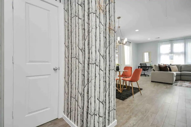interior space with recessed lighting and wood finished floors