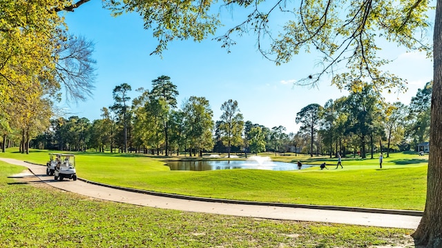 12800 Melville Dr Unit B307, Montgomery, TX 77356 - view of home's community with a water view, a lawn, and view of scattered trees