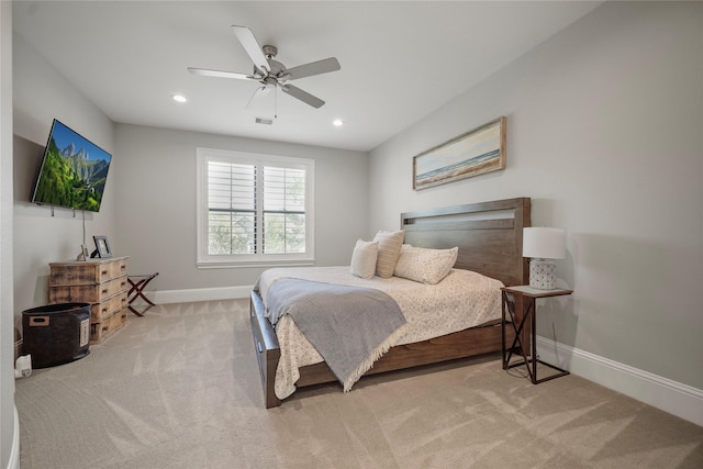 27415 Siandra Creek Ln, Spring, TX 77386 - bedroom featuring carpet floors, baseboards, recessed lighting, and ceiling fan