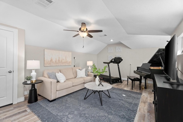 13130 Victoria Trce, Montgomery, TX 77316 - living room with wood finished floors, visible vents, and a ceiling fan