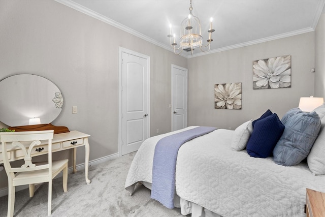 13130 Victoria Trce, Montgomery, TX 77316 - carpeted bedroom with a chandelier, baseboards, and ornamental molding