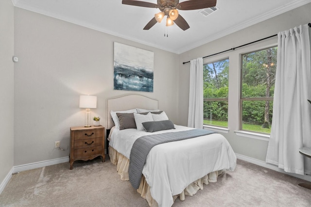 13130 Victoria Trce, Montgomery, TX 77316 - bedroom featuring baseboards, ornamental molding, carpet flooring, and visible vents
