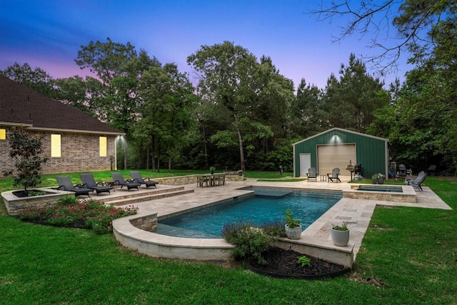 13130 Victoria Trce, Montgomery, TX 77316 - pool featuring a lawn, a patio, and an in ground hot tub