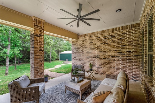 13130 Victoria Trce, Montgomery, TX 77316 - view of patio featuring ceiling fan and an outdoor hangout area