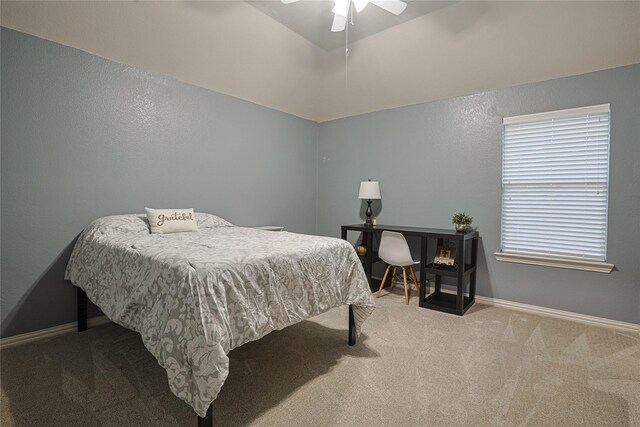 12203 Pinelands Park Ln, Humble, TX 77346 - bedroom featuring carpet, baseboards, a textured wall, and a ceiling fan