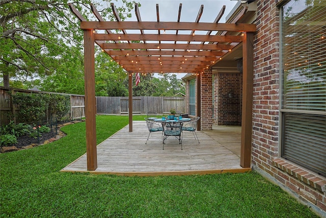 12203 Pinelands Park Ln, Humble, TX 77346 - deck featuring outdoor dining space and a pergola
