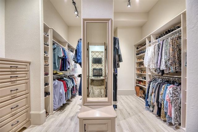 spacious closet with light wood-style flooring