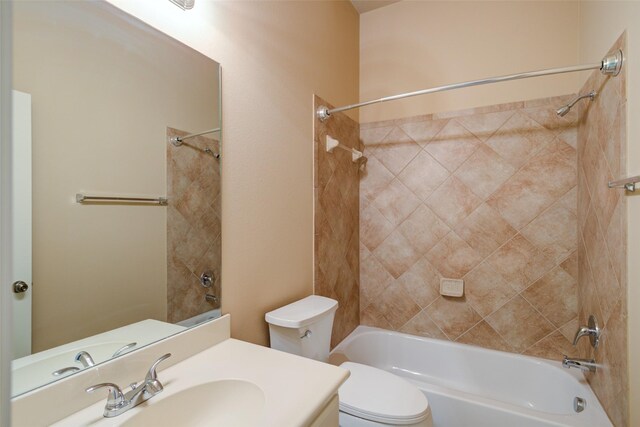 16007 Angler Bend Dr, Houston, TX 77044 - bathroom featuring vanity, shower / bathing tub combination, and toilet