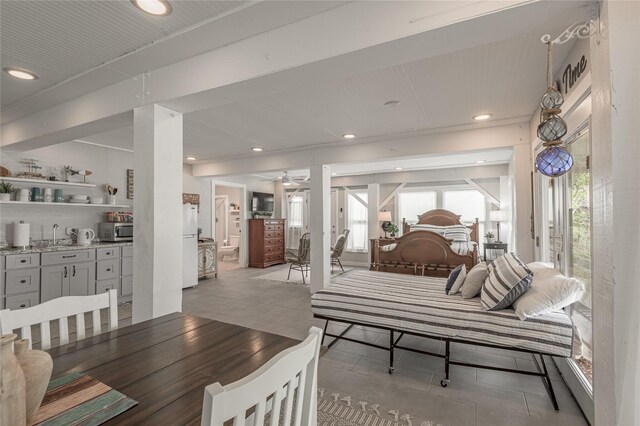 101 Tony Ln, Huntsville, TX 77320 - interior space with recessed lighting, tile patterned flooring, and ceiling fan