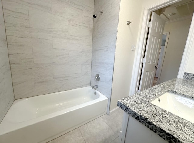 11026 Catamore St, Houston, TX 77076 - full bathroom with vanity, shower / washtub combination, and baseboards