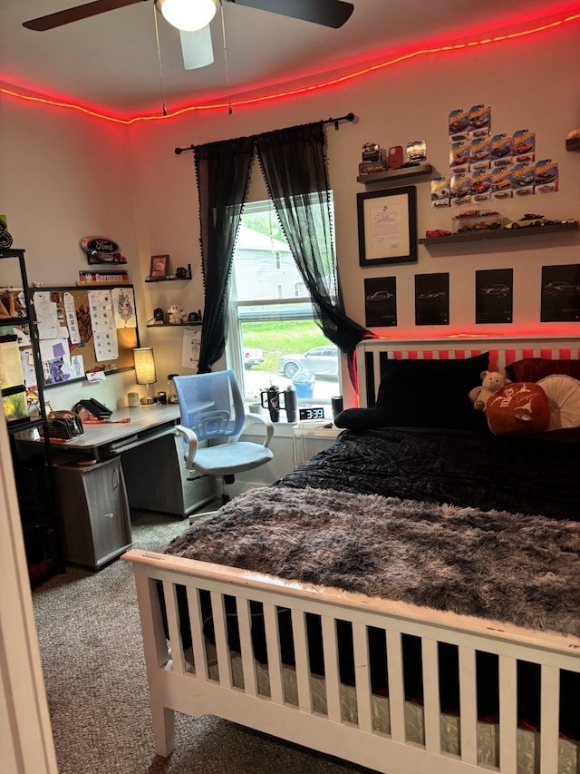 15888 Chestnut Dr, Montgomery, TX 77356 - bedroom featuring a ceiling fan and carpet flooring