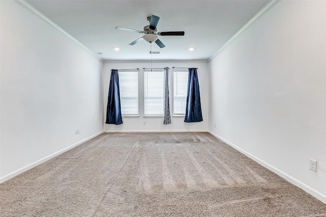 3007 Velda May Dr, Richmond, TX 77406 - carpeted empty room featuring crown molding, baseboards, and a ceiling fan