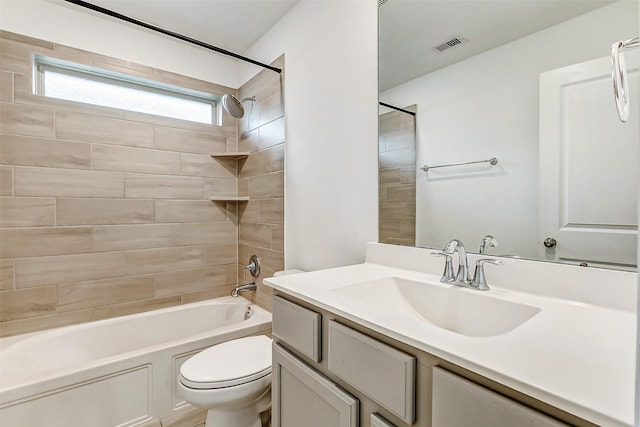 3007 Velda May Dr, Richmond, TX 77406 - bathroom featuring toilet, shower / bath combination, vanity, and visible vents