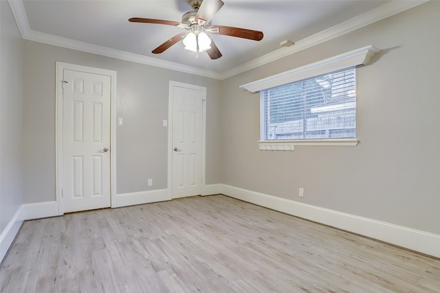 2510 Cobble Ridge Dr, Sugar Land, TX 77498 - unfurnished bedroom with wood finished floors, ornamental molding, baseboards, and ceiling fan