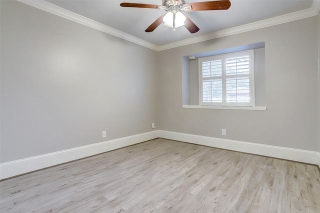 2510 Cobble Ridge Dr, Sugar Land, TX 77498 - empty room with wood finished floors, baseboards, crown molding, and a ceiling fan