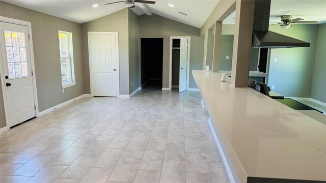 1434 County Road 878a, Sweeny, TX 77480 - hall featuring lofted ceiling, baseboards, and recessed lighting