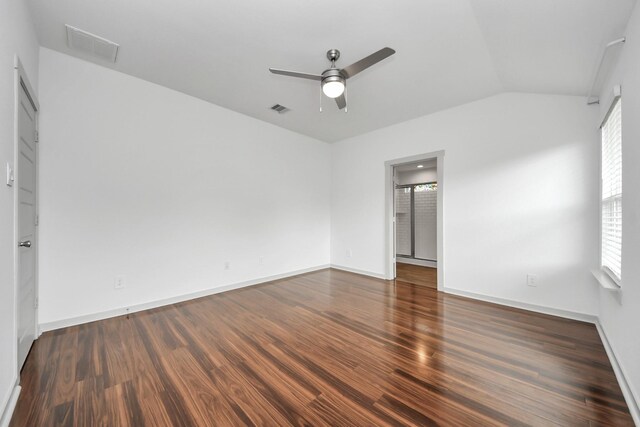 2906 Chase Cross Ln, Houston, TX 77047 - unfurnished bedroom featuring wood finished floors, lofted ceiling, baseboards, and a ceiling fan