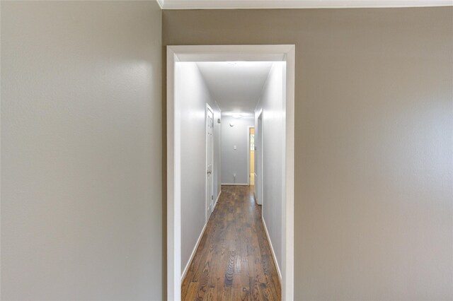 9534 Meadowglen Ln, Houston, TX 77063 - corridor with dark wood-type flooring and baseboards