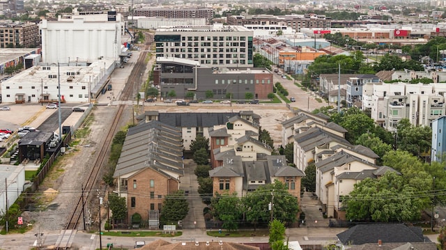 birds eye view of property with a city view
