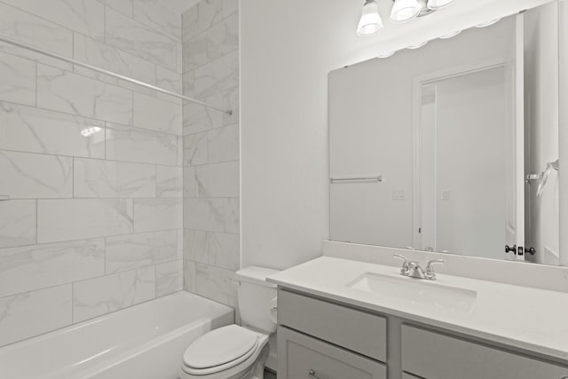 14514 Hueco Mountain Dr, Cypress, TX 77429 - bathroom featuring toilet, vanity, and shower / bathtub combination