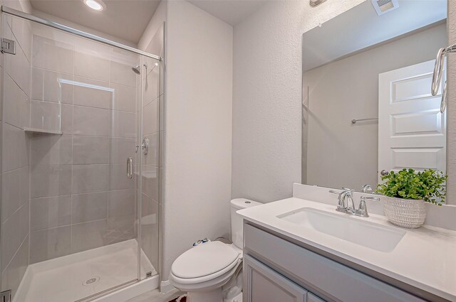 1207 Dry Cork Cir, Richmond, TX 77406 - full bath with toilet, a stall shower, vanity, and recessed lighting