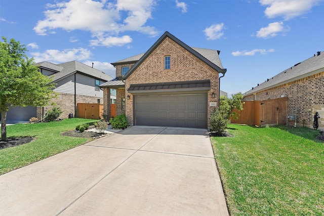 908 Newport Creek Dr, Katy, TX 77493 - traditional-style home with a garage, brick siding, a front yard, a gate, and driveway