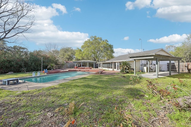 5347 Inwood Dr, Katy, TX 77493 - pool featuring a patio, a gazebo, fence, and a yard