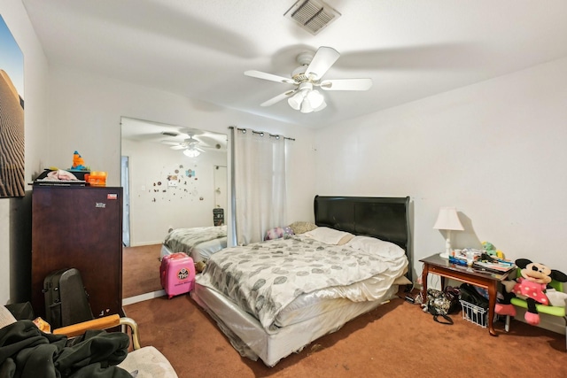5347 Inwood Dr, Katy, TX 77493 - bedroom with carpet, visible vents, and ceiling fan