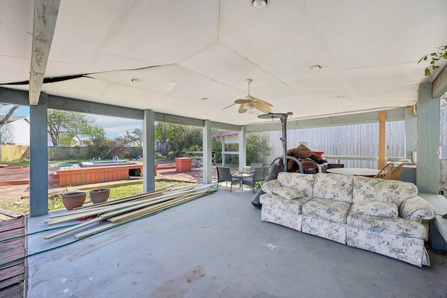 5347 Inwood Dr, Katy, TX 77493 - view of patio featuring a sink, fence, and a ceiling fan
