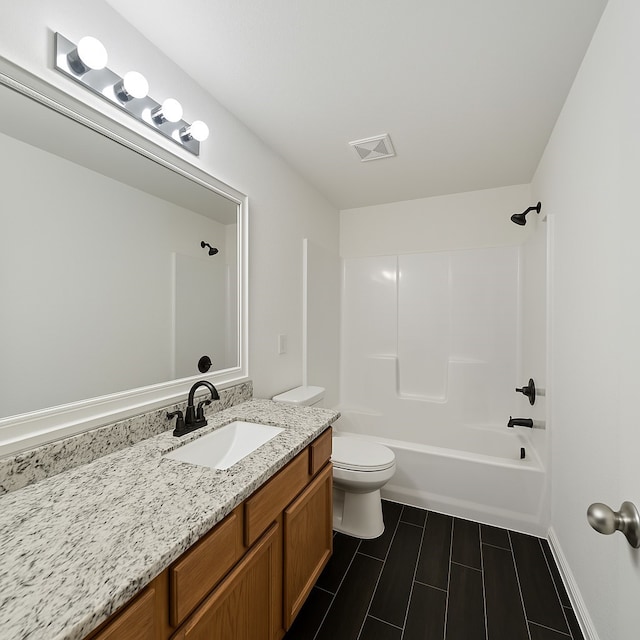 21355 Bella Mountain Dr, Spring, TX 77379 - full bath with toilet, shower / bath combination, vanity, and visible vents