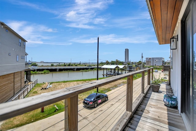 balcony with a water view