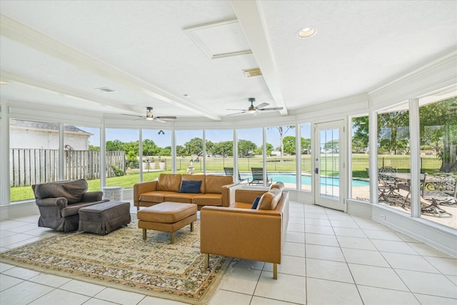 sunroom / solarium with visible vents and a healthy amount of sunlight