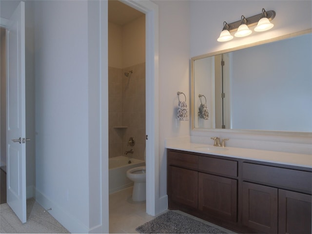 19103 Timpson Dr, Cypress, TX 77433 - full bath with vanity, toilet, shower / washtub combination, and baseboards
