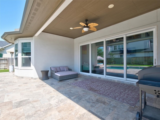 19103 Timpson Dr, Cypress, TX 77433 - view of patio featuring ceiling fan and area for grilling