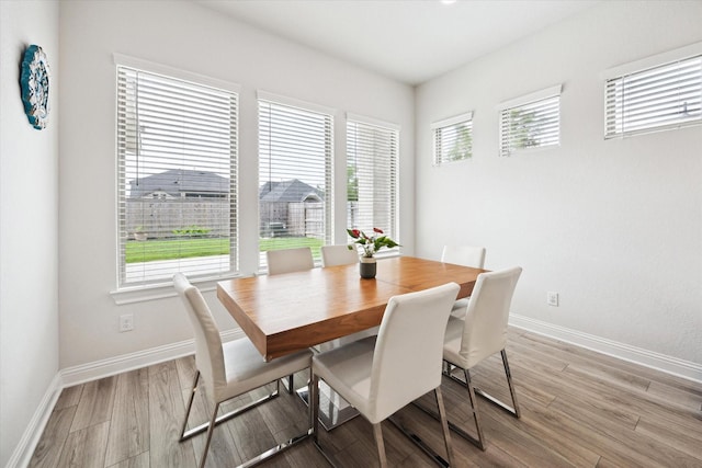 29035 Nectar Island Ln, Katy, TX 77494 - dining room with healthy amount of natural light, baseboards, and wood finished floors
